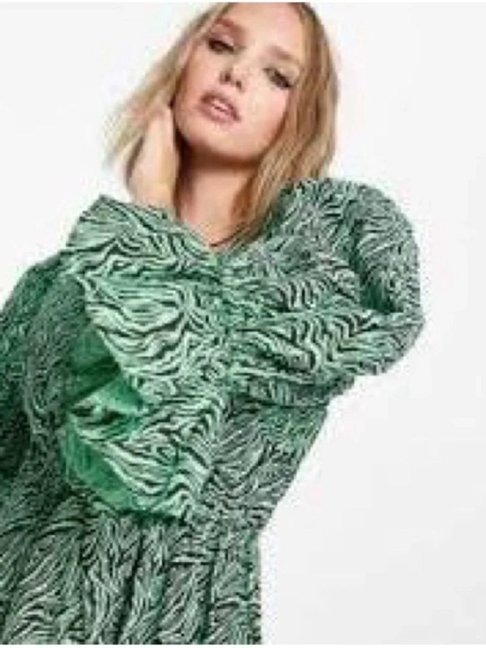 ASOS Petite Green Swirl Tie-Front Mini Dress